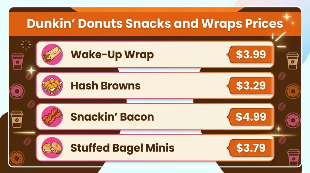 Dunkin Donuts Snacks and Wraps