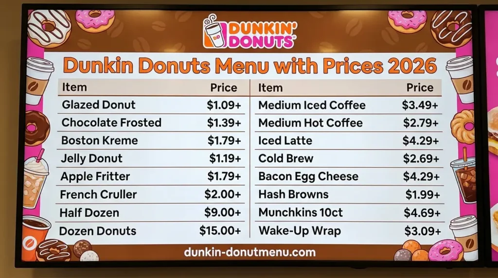 Dunkin Donuts Menu